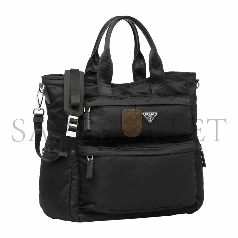 PRADA BLACK NYLON 2WAY SHOULDER TOTE HANDBAG 1BG040 (38*33*15cm) 